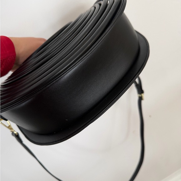 Structured Black Semi-Circle Clutch with Top Handle - Picture 8 of 8